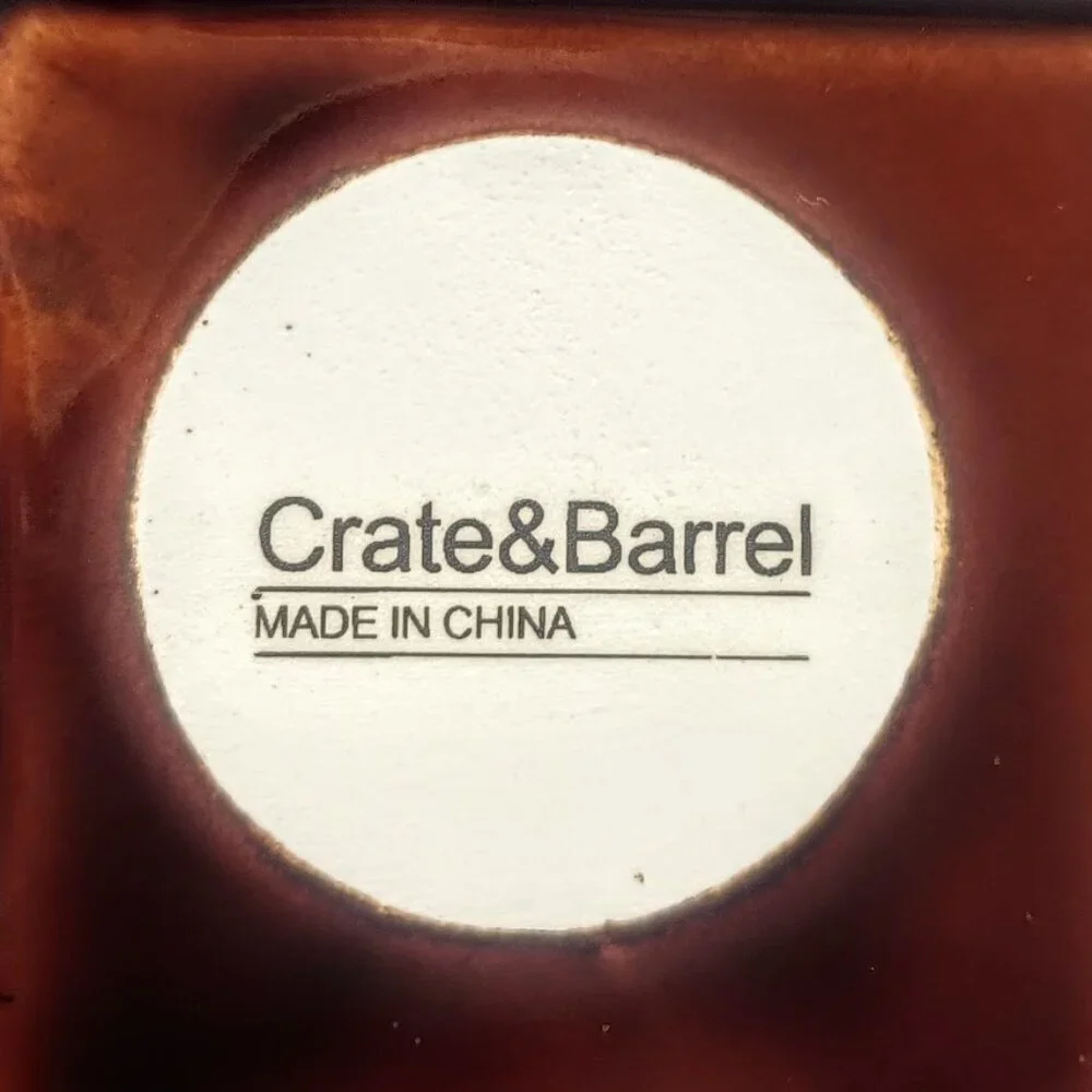 Crate & Barrel Brown Glazed Ceramic Stackable Square Dishes